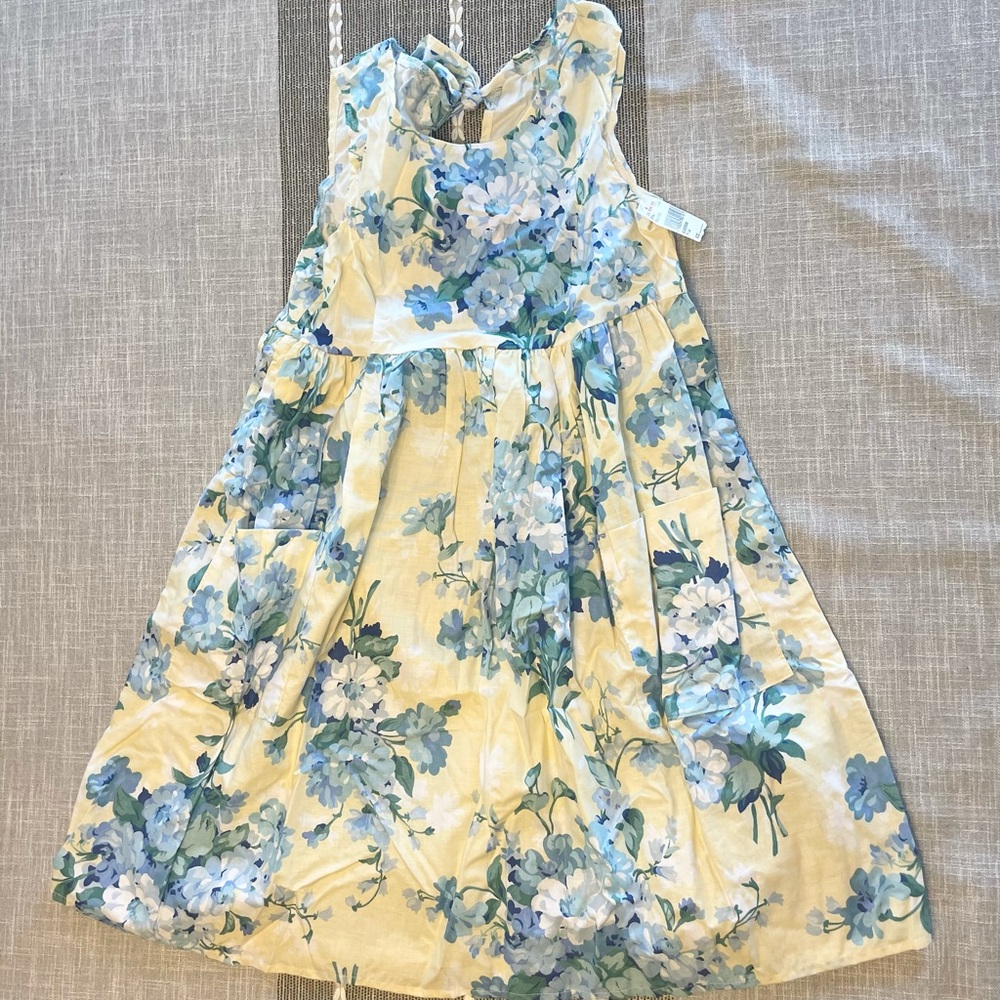 Fedco Vintage Yellow and Blue Floral Girls Dress